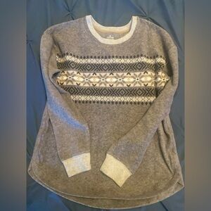 Cuddle Duds brand Gray Patterned Women's Sweater and joggers (with pockets) set